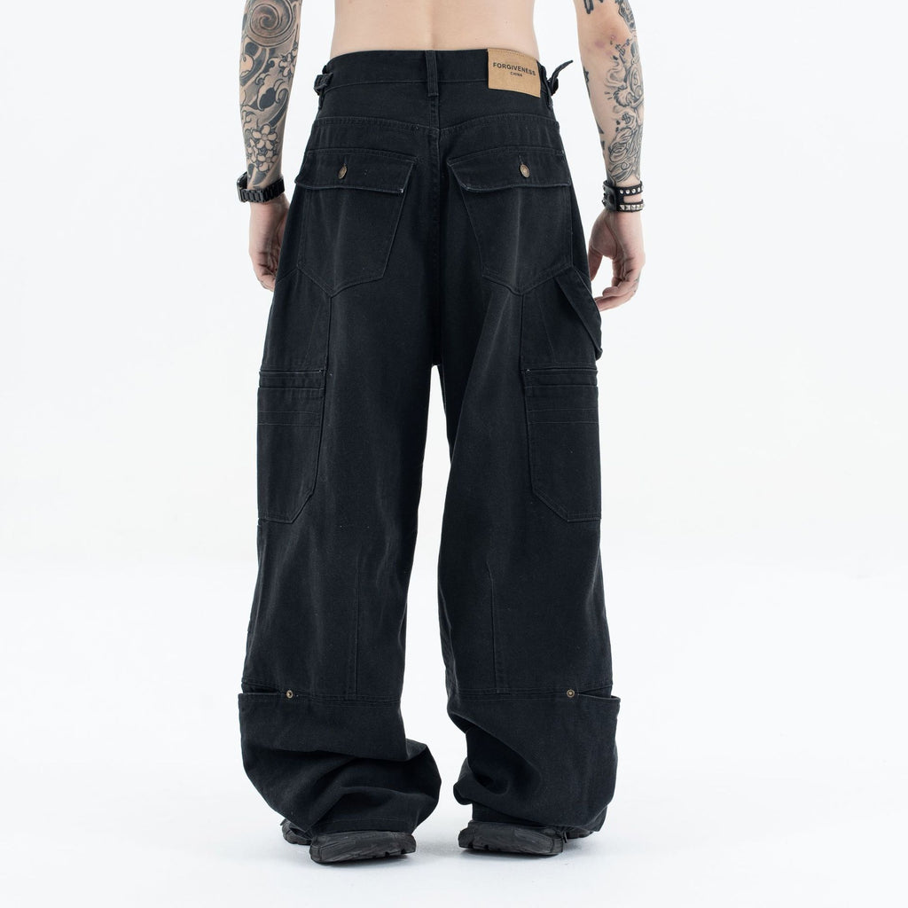 Men's Wide Leg Work Jeans - Loose Fit, Washed Multi-Pocket Casual Design-Casual Fashion - The Artisan's Wardrobe