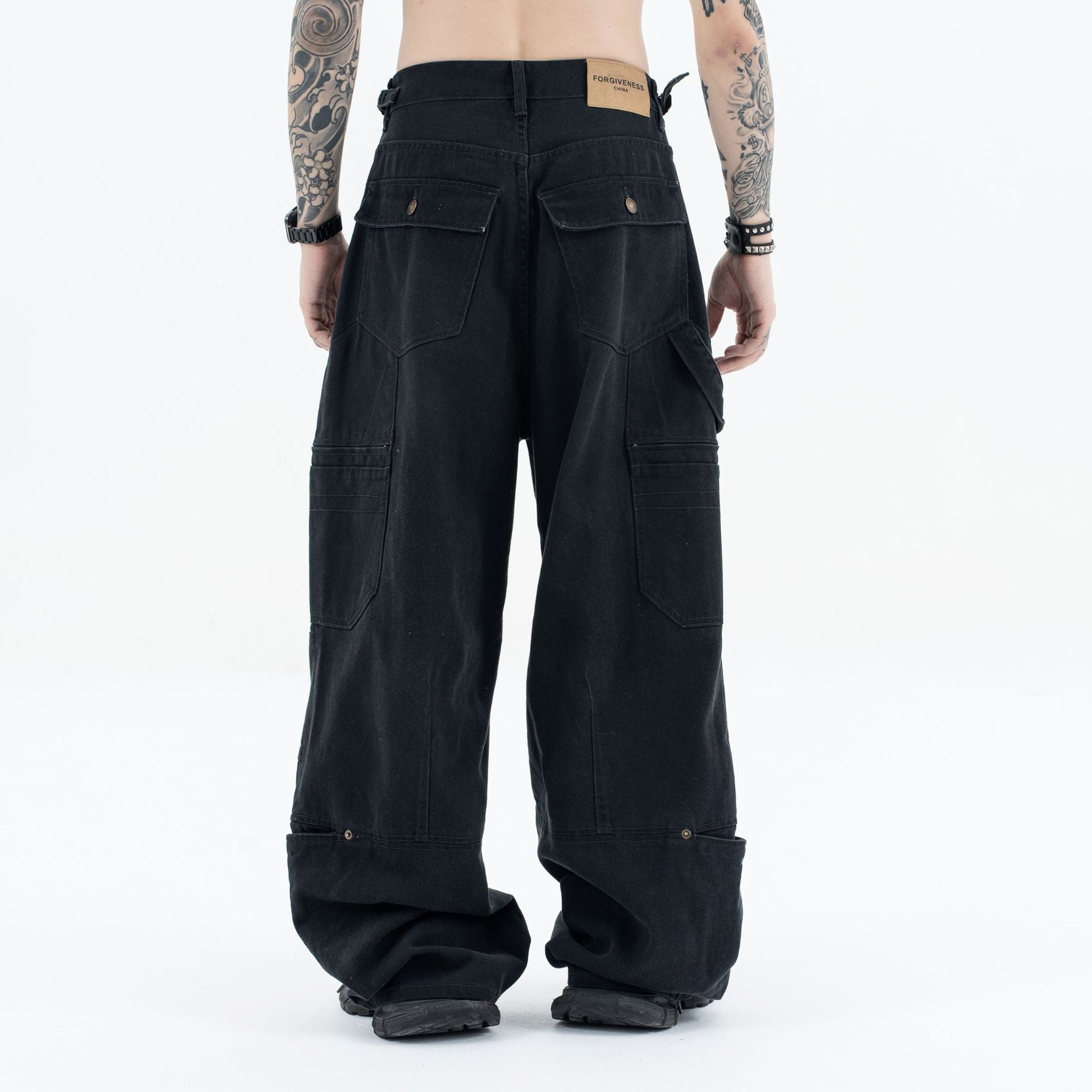 Men's Wide Leg Work Jeans - Loose Fit, Washed Multi-Pocket Casual Design-Casual Fashion - The Artisan's Wardrobe