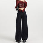 Wide Leg Jeans for Women High Waist Slim Fit Straight Loose Cuffed Floor-Length Pants