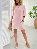 Backless Textured Romper with Round Neck and Half Sleeves for a Trendy Style-Casual Fashion - The Artisan's Wardrobe