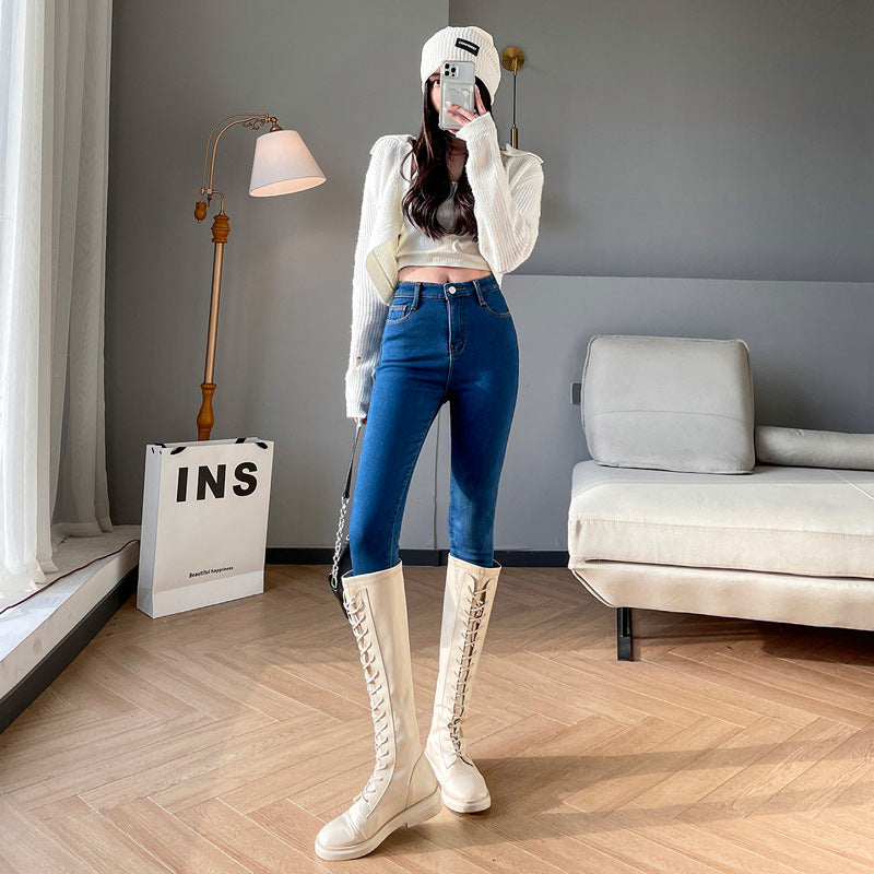 Velvet High Waisted Leggings for Women - Tight Fitting Pencil Black Pants-Casual Fashion - The Artisan's Wardrobe