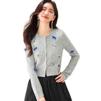 Sweet Youthful Bow Embroidery Cardigan for Women - Loose Slim-Fitting Versatile Sweater Coat Fashion-Casual Fashion - The Artisan's Wardrobe