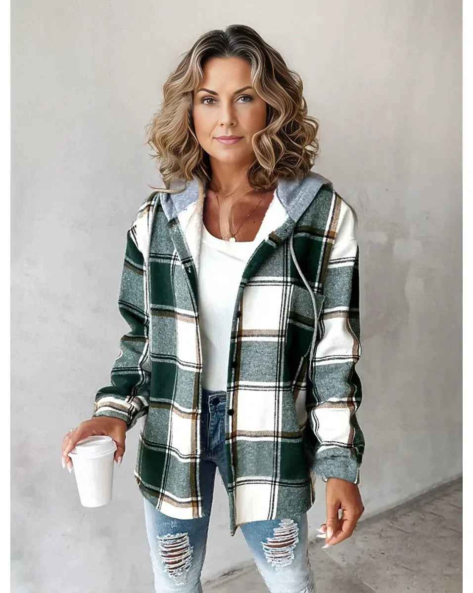 Women's Plaid Jacket - Large Style for Autumn and Winter-Casual Fashion - The Artisan's Wardrobe