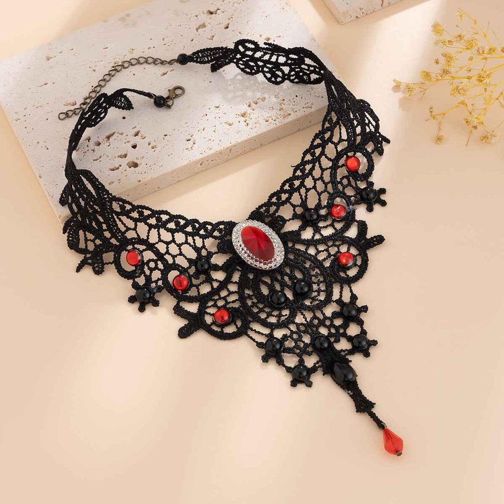 Gothic Lace Choker Necklace for Halloween Party - Geometric Lace Collarbone Chain-Casual Fashion - The Artisan's Wardrobe