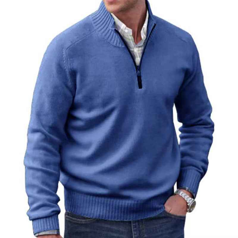 Men's Warm Wool Sweater with Zipper Stand-up Collar-Casual Fashion - The Artisan's Wardrobe