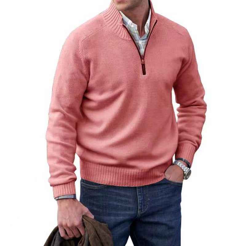 Men's Warm Wool Sweater with Zipper Stand-up Collar-Casual Fashion - The Artisan's Wardrobe