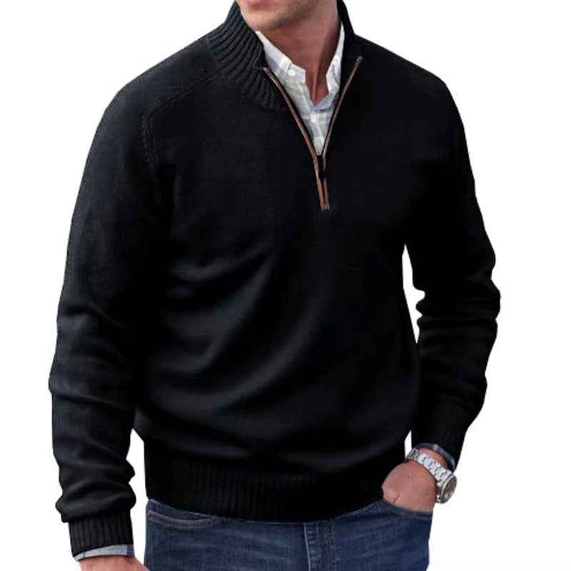 Men's Warm Wool Sweater with Zipper Stand-up Collar-Casual Fashion - The Artisan's Wardrobe
