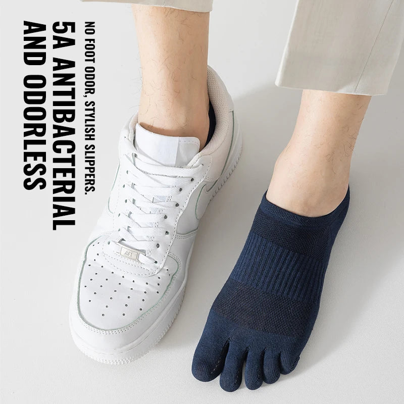 Pure Cotton Five Finger Socks - Antibacterial Breathable Mesh Boat Socks for Men, Sweat Absorbent for Running and Sports-Casual Fashion - The Artisan's Wardrobe