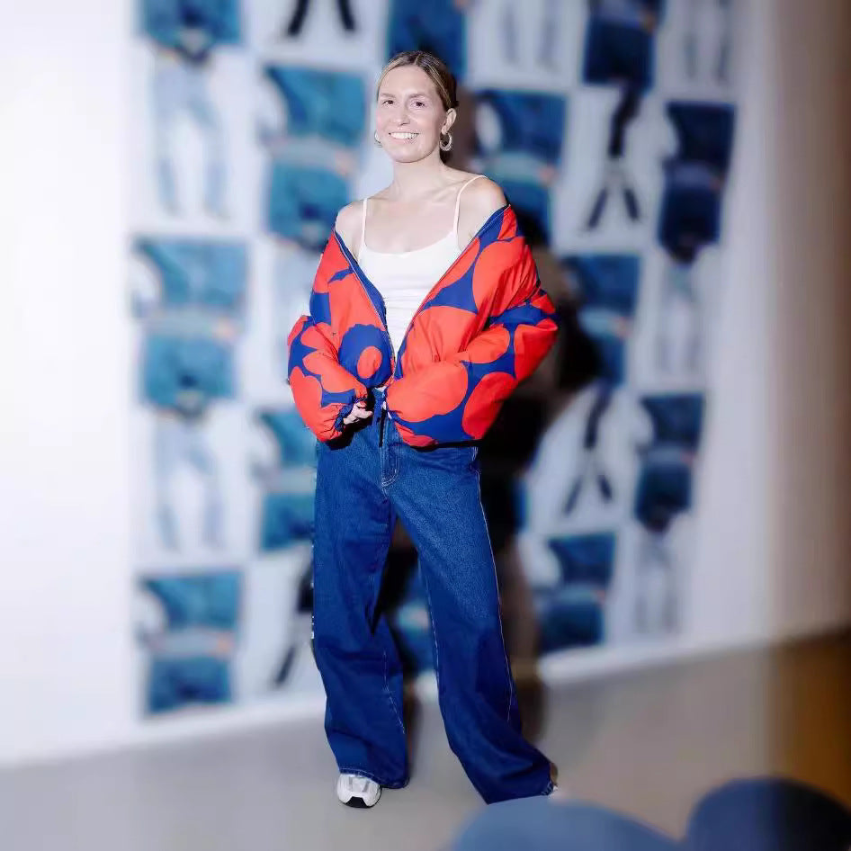 Standing Collar Pilot Jacket  Stylish Printed Cotton Jacket-Casual Fashion - The Artisan's Wardrobe