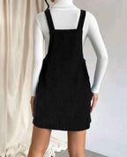 Corduroy Sleeveless Slip Dress - Solid Color Loose Fit Dress-Casual Fashion - The Artisan's Wardrobe