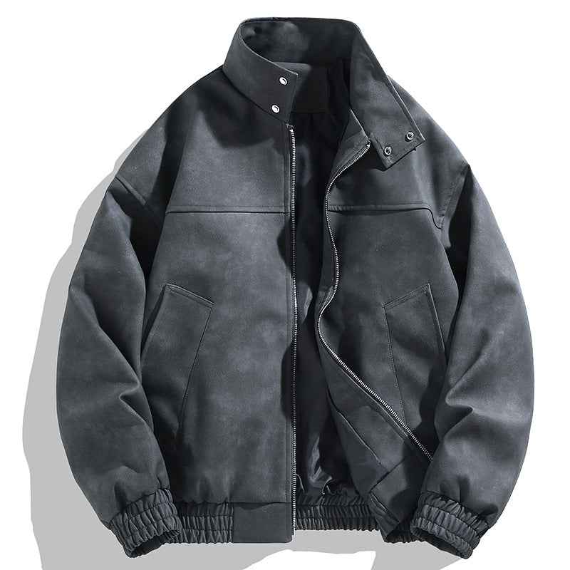 Wholesale Men's Tie-Dye Leather Jacket - Retro PU Spring Autumn Casual Stand Collar Style-Casual Fashion - The Artisan's Wardrobe