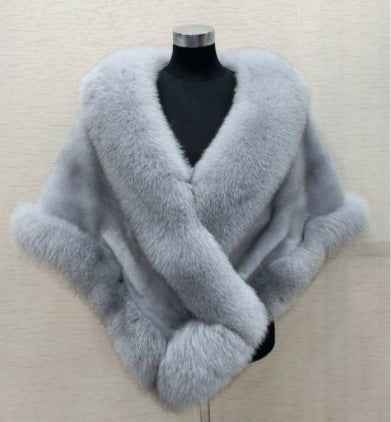 Luxury Fur Poncho Fluffy Shawl Evening Dress for Weddings and Banquets – Plush Cape Coat for Women-Casual Fashion - The Artisan's Wardrobe