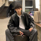 Men's Autumn Leather Jacket - Loose Fit American Retro PU Leather in Cool High-End Street Style-Casual Fashion - The Artisan's Wardrobe