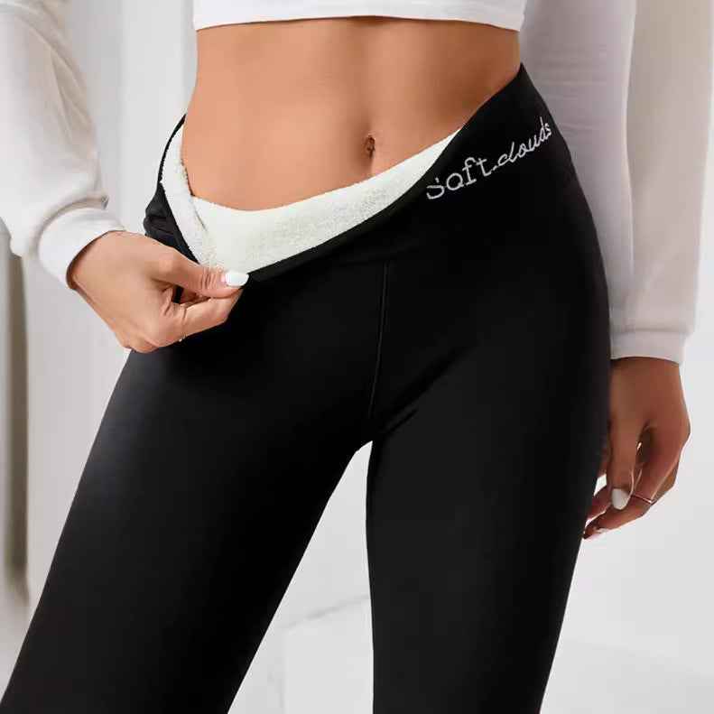 Women's Warm High Waisted Leggings for Autumn and Winter | Thickened Velvet & Lamb Wool Yoga Pants-Casual Fashion - The Artisan's Wardrobe