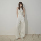 White High-Waisted Knife-Edge Jeans Women Casual Slim-Fit Wide-Leg Pants