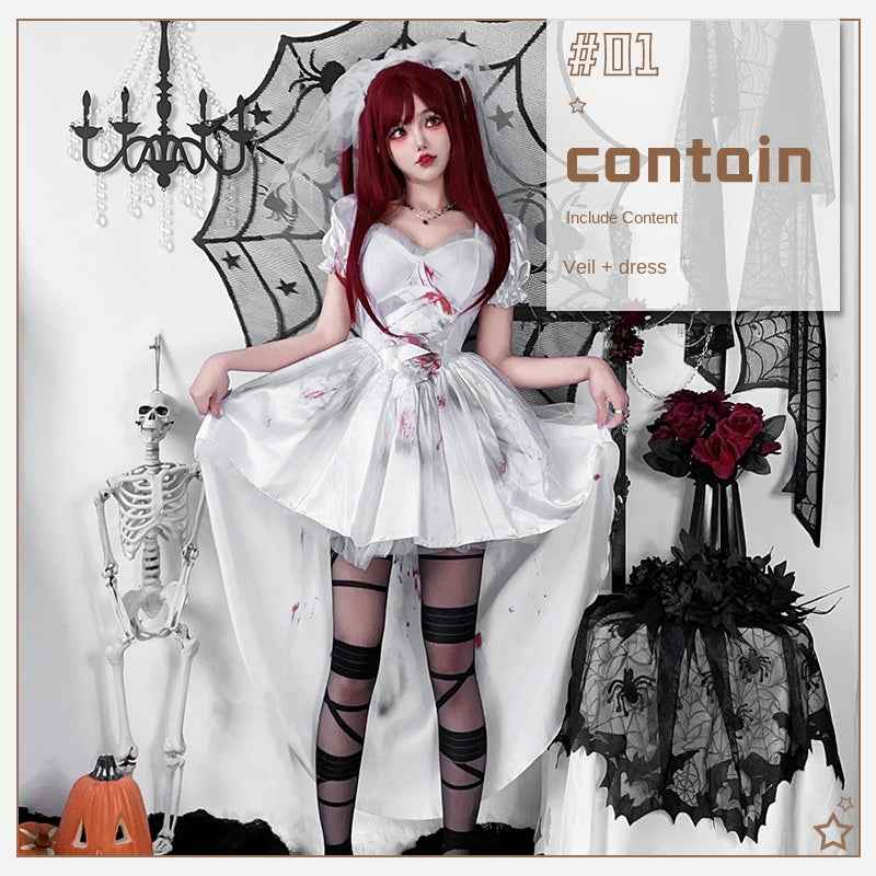 European and American Style Goth Halloween Costume - Adult Witch Tailcoat and Vampire Bride Performance Dress-Casual Fashion - The Artisan's Wardrobe
