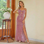 Women's Sequin Camouflage Dress with Split Thigh Design-Casual Fashion - The Artisan's Wardrobe