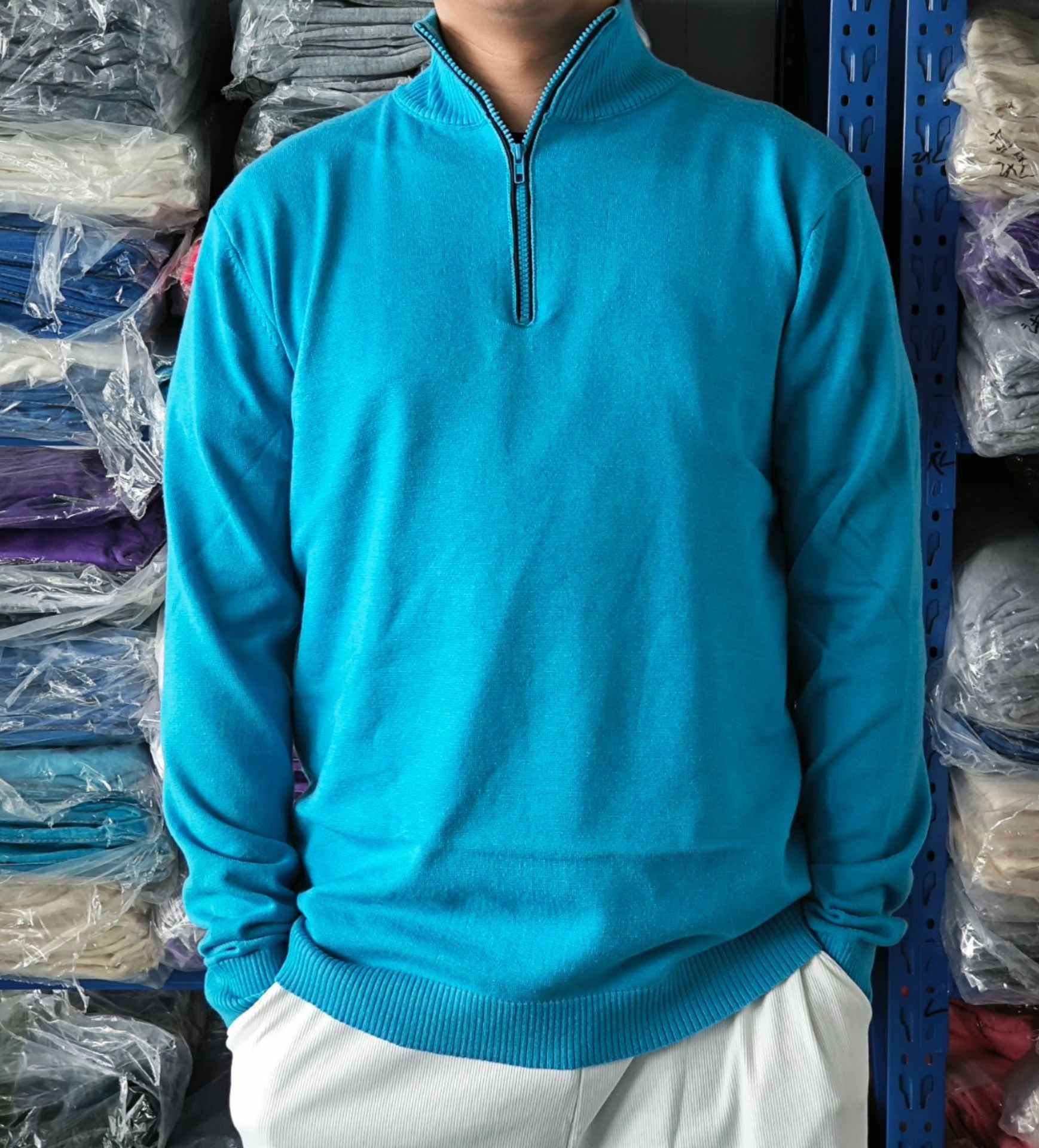 Men's Warm Wool Sweater with Zipper Stand-up Collar-Casual Fashion - The Artisan's Wardrobe