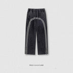 Men's Wide Leg Pants - Youth Street Trend Sports Feng Shui Wash Wax Dyed Woven Zipper Pants Vibe-Casual Fashion - The Artisan's Wardrobe