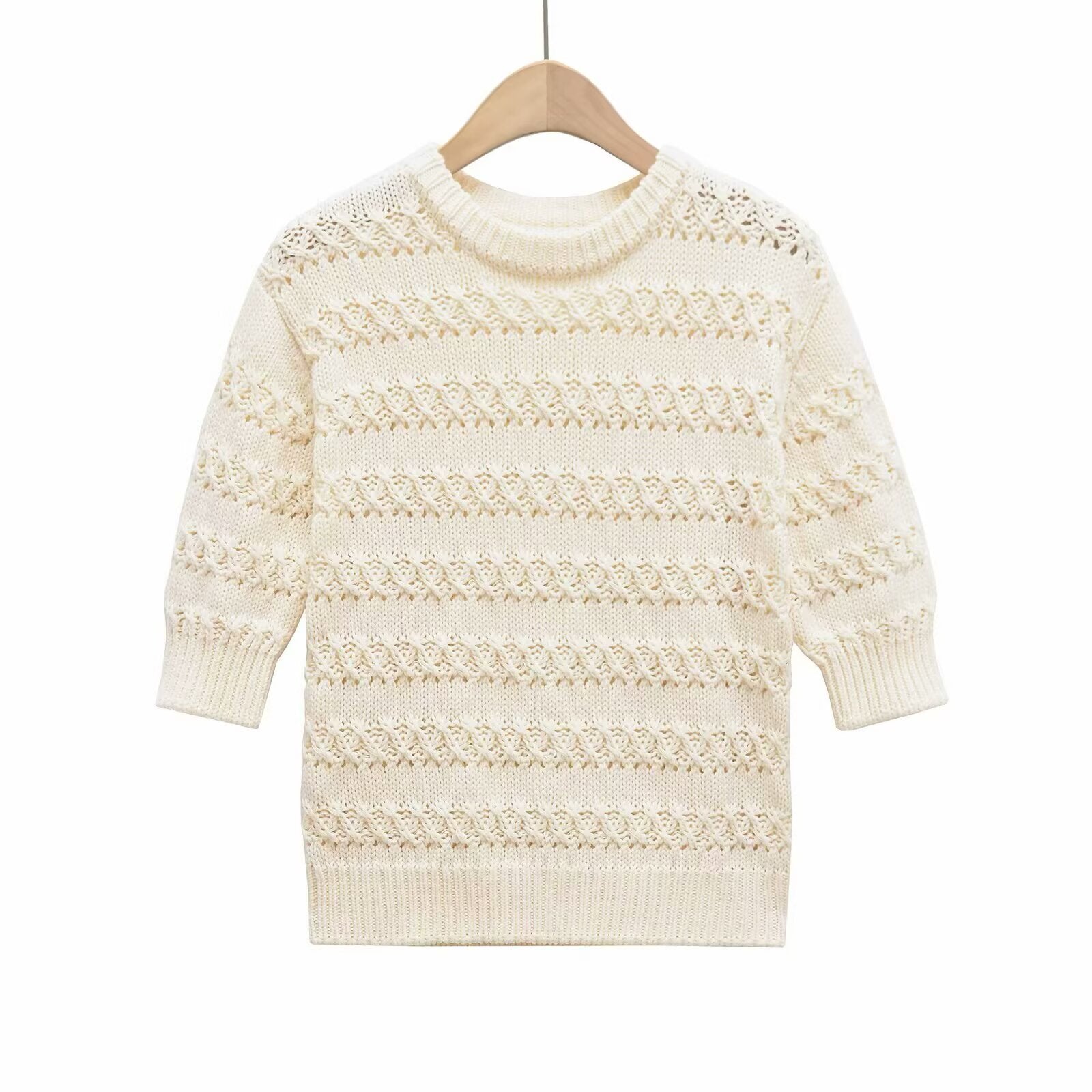 Knitted Breathable Slimming Top - Hollow Out Solid Color Knit Shirt-Casual Fashion - The Artisan's Wardrobe