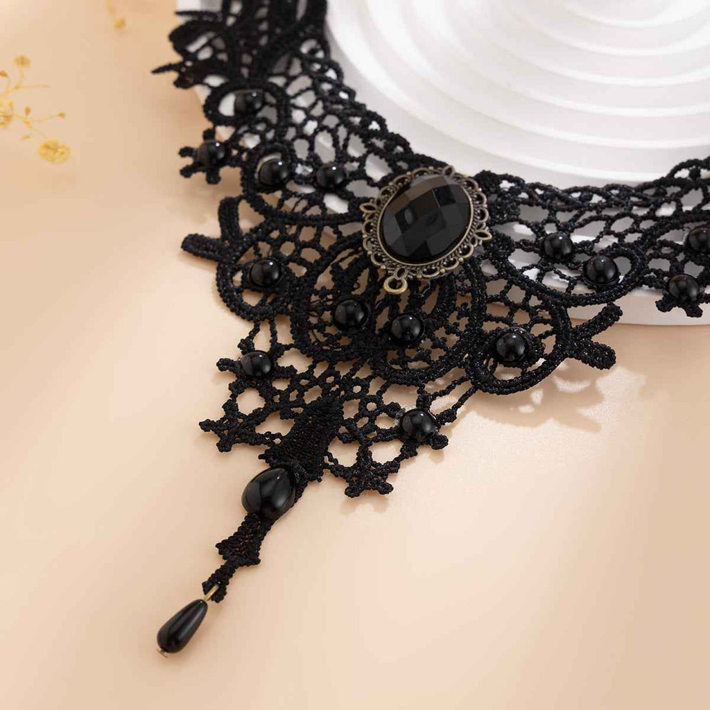 Gothic Lace Choker Necklace for Halloween Party - Geometric Lace Collarbone Chain-Casual Fashion - The Artisan's Wardrobe