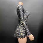 Sparkling Sequin Mini Dress - Elegant Slim Fit Long Sleeved Short Skirt for Parties and Outings-Casual Fashion - The Artisan's Wardrobe