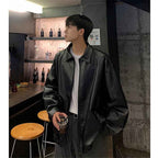 Men's Autumn Leather Jacket - Loose Fit American Retro PU Leather in Cool High-End Street Style-Casual Fashion - The Artisan's Wardrobe