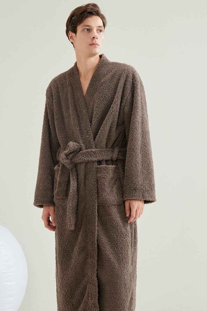 Couple Flannel Pajamas Casual European and American Loose Bathrobe Nightgown-Casual Fashion - The Artisan's Wardrobe