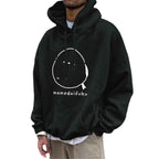 Fleece Hoodie with Pocket Drawstring and Plain Color Letter Print-Casual Fashion - The Artisan's Wardrobe