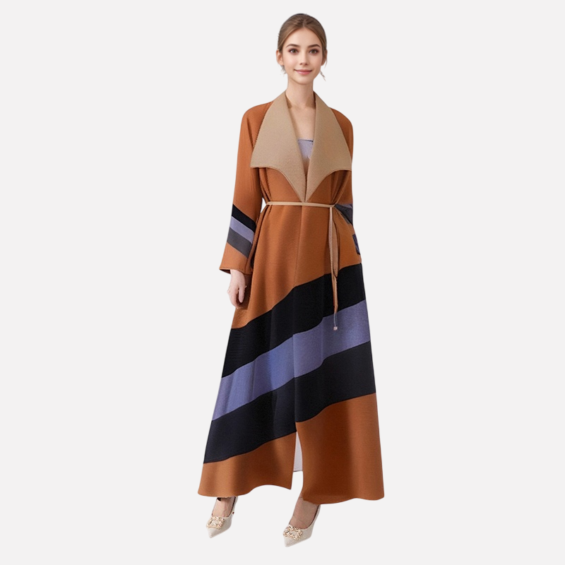 Women's Loose Fit Windbreaker Jacket with High-End Feel and Tied Muslim Robe in Large Size