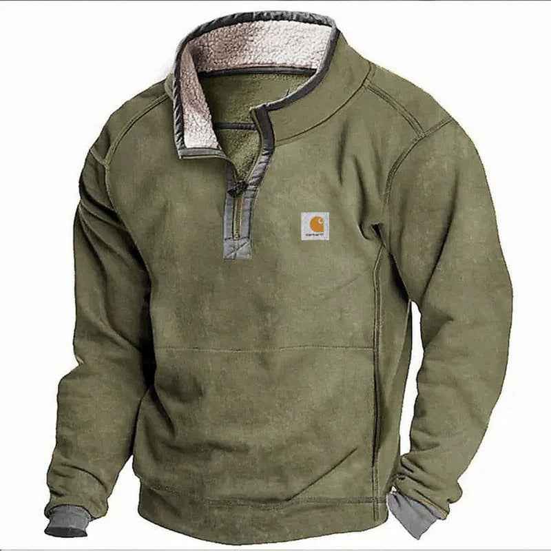 Men's Casual Hoodie with Stand Collar, Zipper Closure, and Fleece Lining for Autumn and Winter-Casual Fashion - The Artisan's Wardrobe