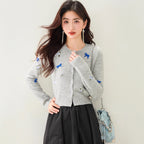 Sweet Youthful Bow Embroidery Cardigan for Women - Loose Slim-Fitting Versatile Sweater Coat Fashion-Casual Fashion - The Artisan's Wardrobe