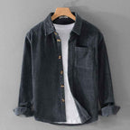 Autumn and winter men's corduroy long sleeved shirt, simple, casual, trendy, retro, handsome men's shirt-Casual Fashion - The Artisan's Wardrobe