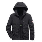 Men's casual outdoor hooded jacket in large size, with multiple pockets and thick fleece, this is a men's style jacket-Casual Fashion - The Artisan's Wardrobe