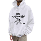 Fleece Hoodie with Pocket Drawstring and Plain Color Letter Print-Casual Fashion - The Artisan's Wardrobe