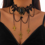 Pumpkin Festival Spider Web Necklace with Water Drop Crystal for Spicy Girls-Casual Fashion - The Artisan's Wardrobe