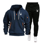 European and American men's sports hoodie set printed casual sports hoodie hooded suit for men-Casual Fashion - The Artisan's Wardrobe