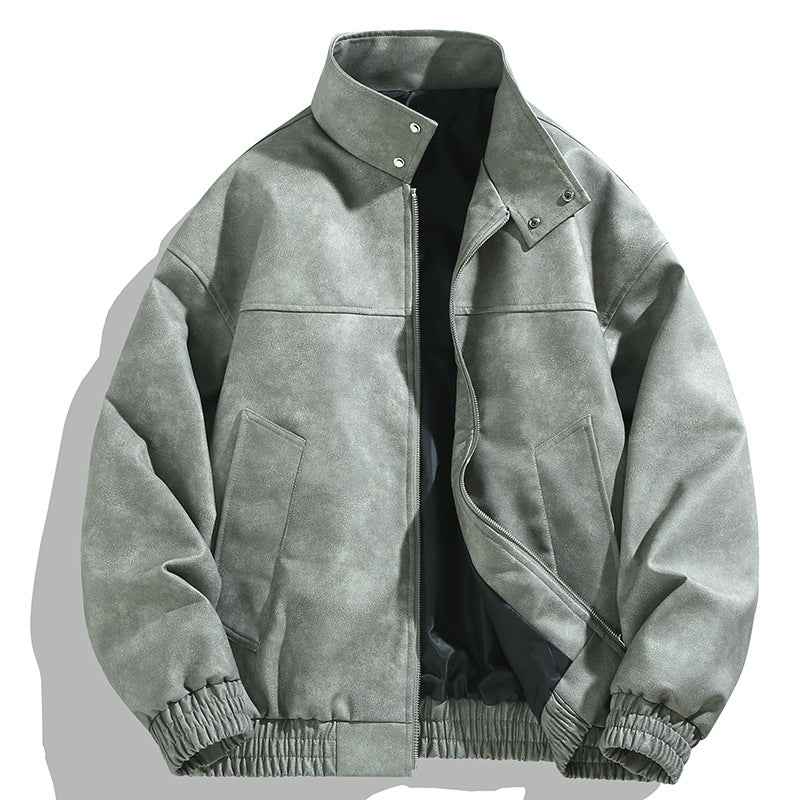 Wholesale Men's Tie-Dye Leather Jacket - Retro PU Spring Autumn Casual Stand Collar Style-Casual Fashion - The Artisan's Wardrobe
