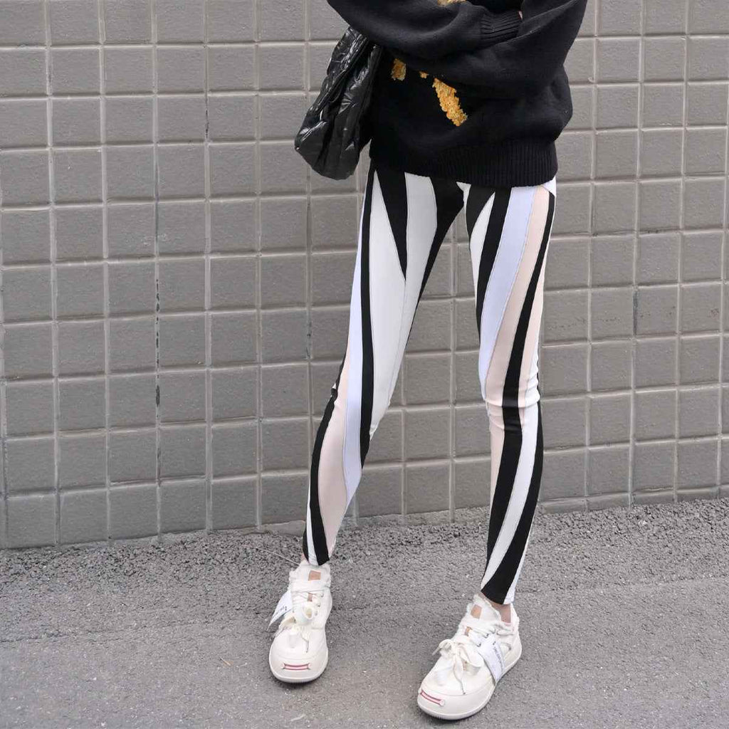 High Waisted Elastic Leggings with Splicing Design - High-End Women's Light Luxury Apparel-Casual Fashion - The Artisan's Wardrobe