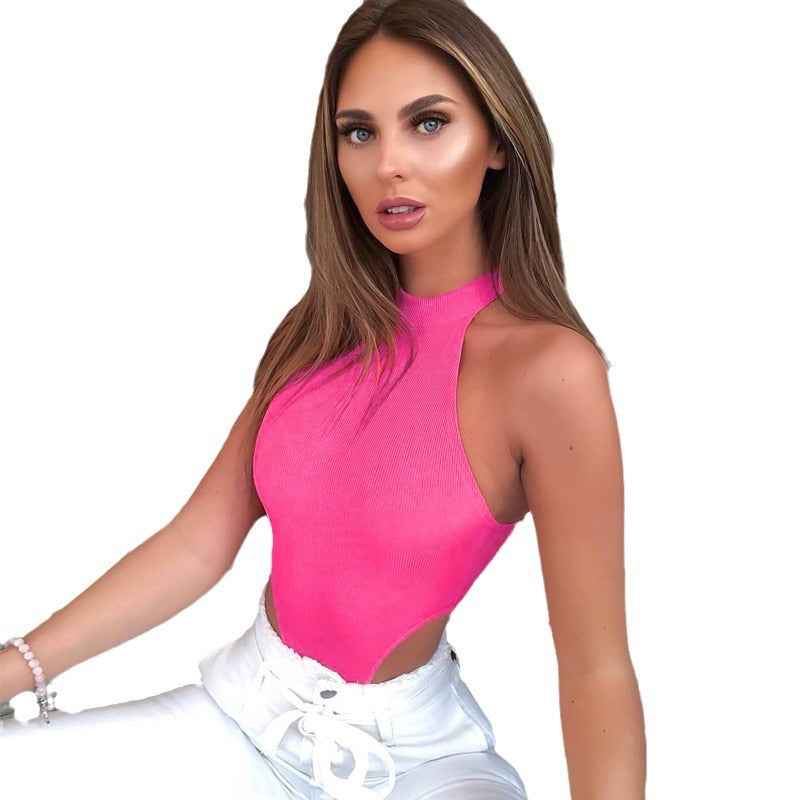 European and American Women's Slim Fit Jumpsuit with Sexy Hanging Neck and High Slit-Casual Fashion - The Artisan's Wardrobe