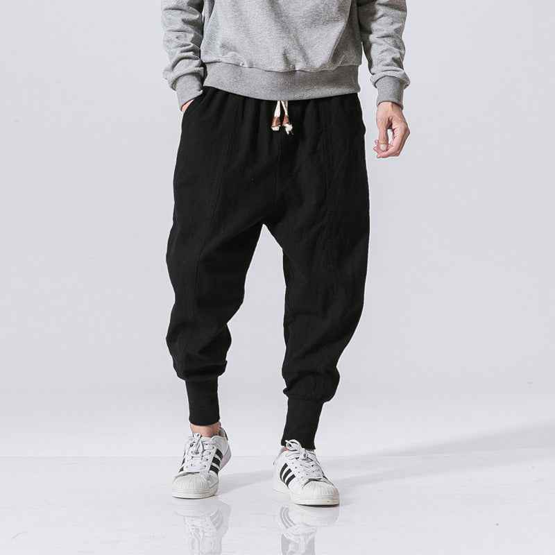 Men's Linen Casual Pants - Spring and Autumn Loose Bun Leg Style, Chinese Japanese Fashion-Casual Fashion - The Artisan's Wardrobe