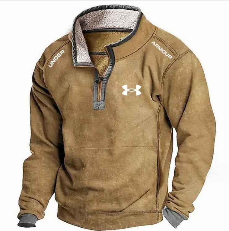 Men's Casual Hoodie with Stand Collar, Zipper Closure, and Fleece Lining for Autumn and Winter-Casual Fashion - The Artisan's Wardrobe