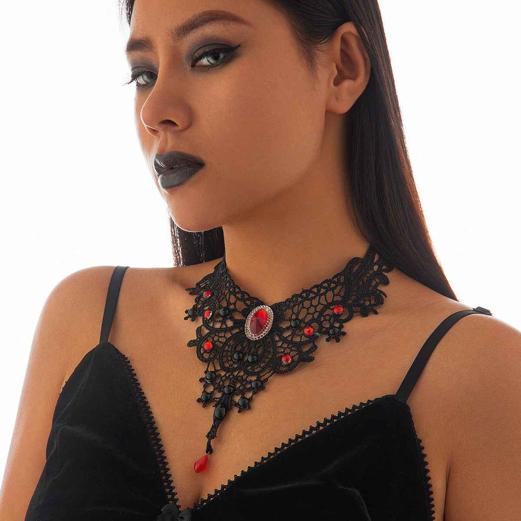 Gothic Lace Choker Necklace for Halloween Party - Geometric Lace Collarbone Chain-Casual Fashion - The Artisan's Wardrobe