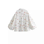 Fashion Shell Printed Long Sleeve Women's Casual Printed Shirt Set with Splicing Shorts-Casual Fashion - The Artisan's Wardrobe