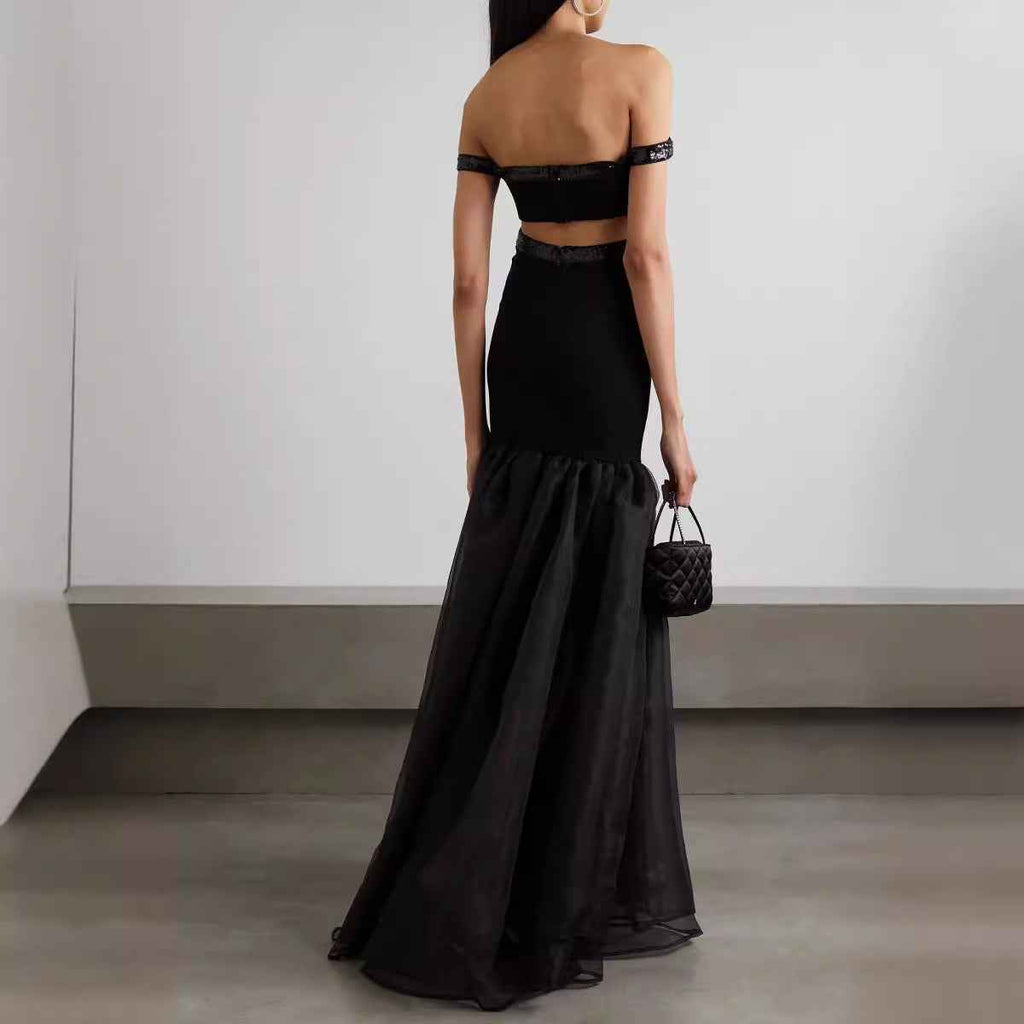 One Shoulder Fishtail Evening Dress - Fashionable High-End Mesh Bandage Dress for Women-Casual Fashion - The Artisan's Wardrobe