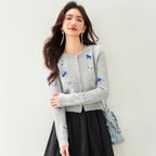Sweet Youthful Bow Embroidery Cardigan for Women - Loose Slim-Fitting Versatile Sweater Coat Fashion-Casual Fashion - The Artisan's Wardrobe