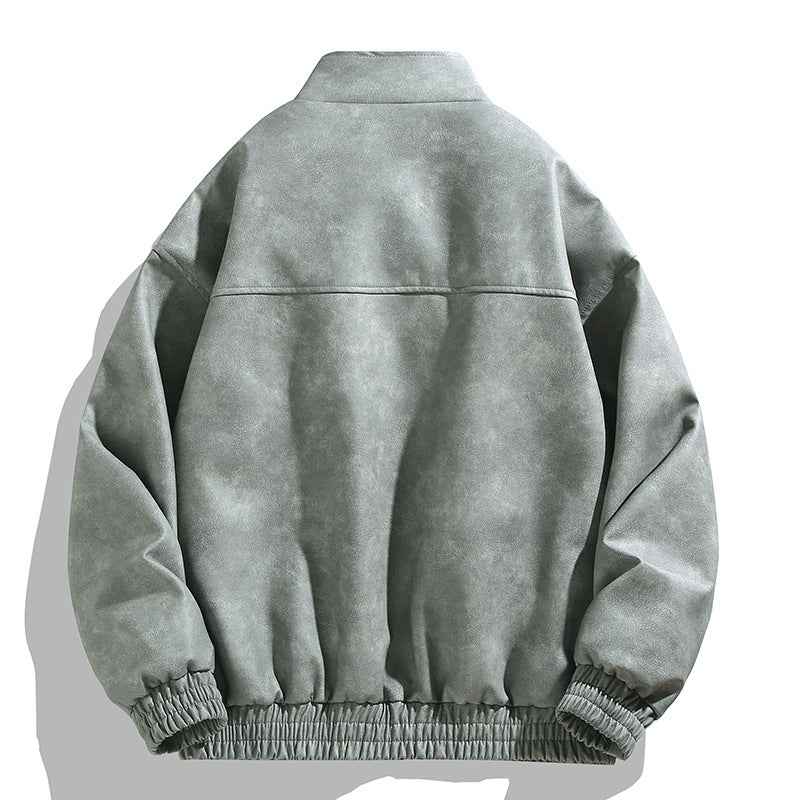 Wholesale Men's Tie-Dye Leather Jacket - Retro PU Spring Autumn Casual Stand Collar Style-Casual Fashion - The Artisan's Wardrobe