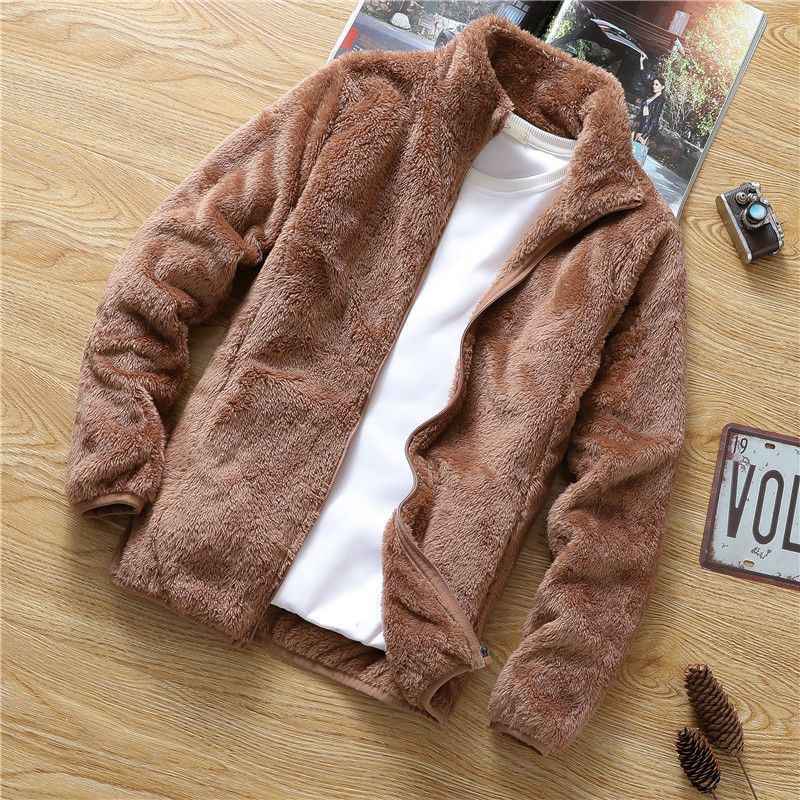 Men's Fleece Autumn Winter Jacket - Korean Loose Fit Standing Collar Double-Sided Fleece Top-Casual Fashion - The Artisan's Wardrobe