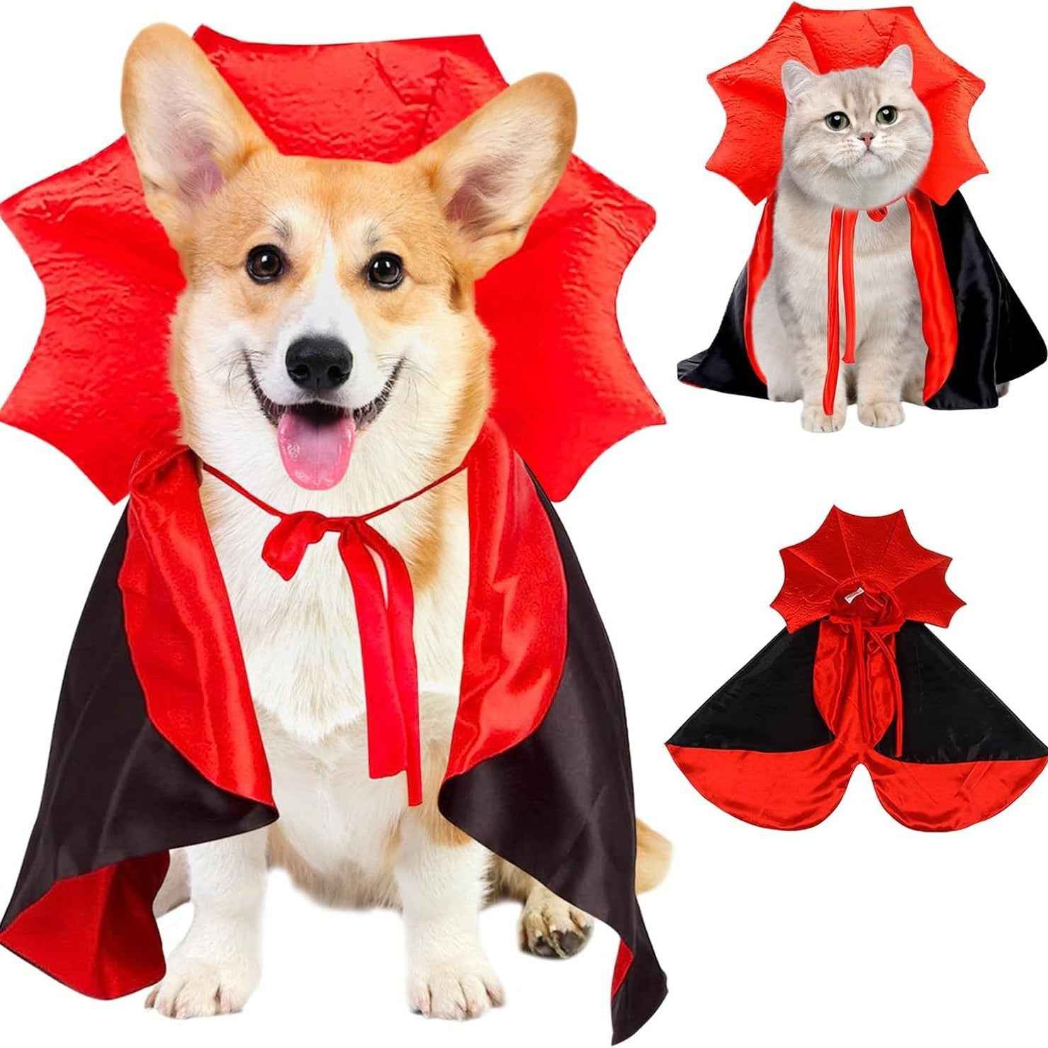 Halloween Medieval Hooded Cloak Costume for Pets - Funny Bat Cape for Cats and Dogs