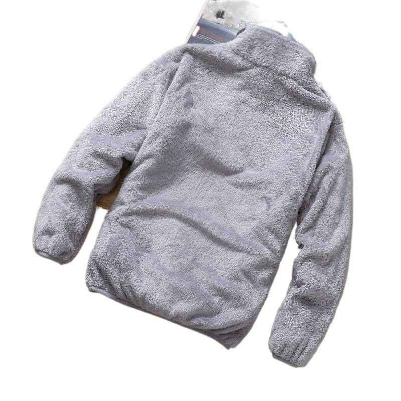Men's Fleece Autumn Winter Jacket - Korean Loose Fit Standing Collar Double-Sided Fleece Top-Casual Fashion - The Artisan's Wardrobe